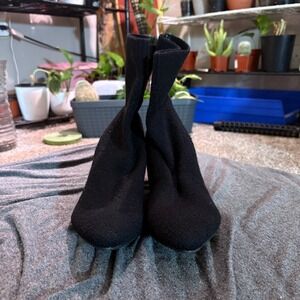 Dolce Vita Pointed Toe Sock Booties Black Stiletto Heel Ankle Boots Women Size 6